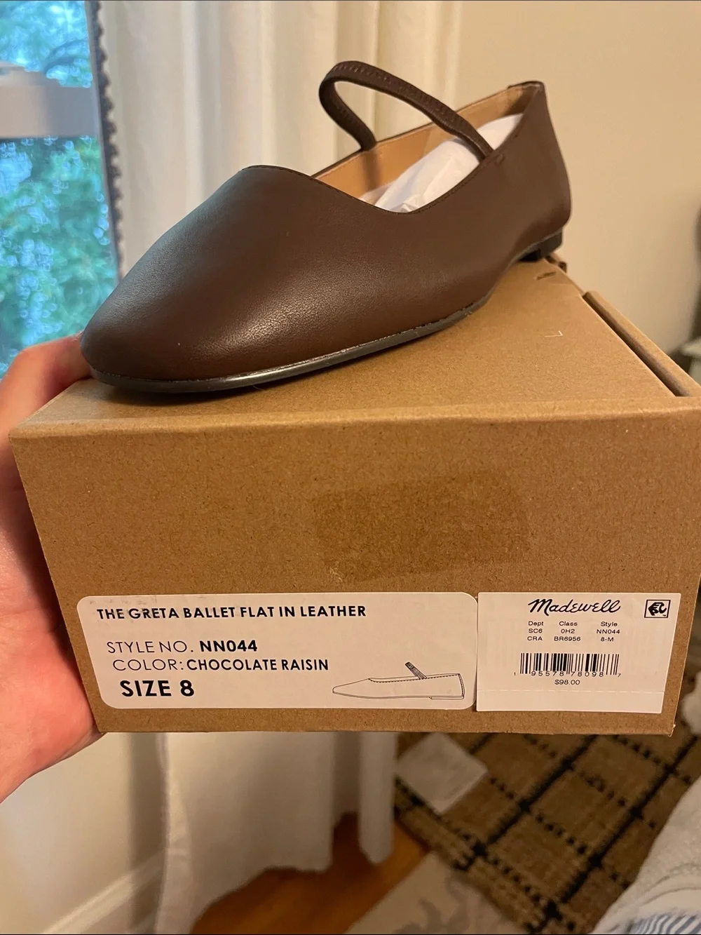 Madewell Dark Brown Leather Mary Jane Flats